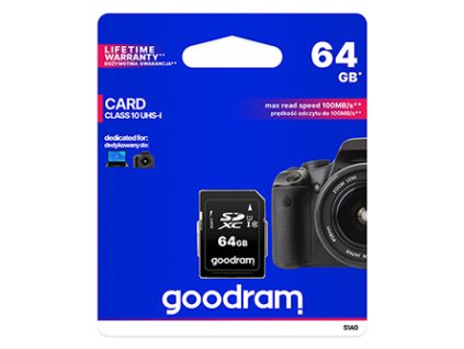 Goodram paměťová karta Secure Digital Card, 64GB, SDXC, S1A0-0640R12, UHS-I U1 (Class 10)