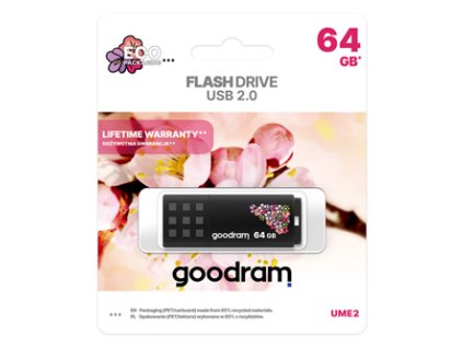 Goodram USB flash disk, USB 2.0, 64GB, UME2, UME2, černý, UME2-0640K0R11-SP
