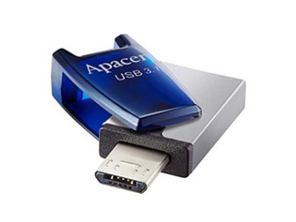 Apacer USB flash disk OTG, USB 3.0, 32GB, AH179, modrý, AP32GAH179U-1, USB A / USB Micro B, s otočnou krytkou