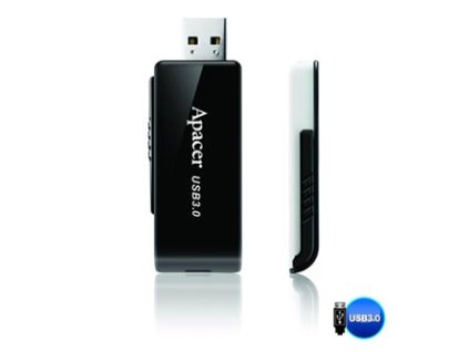 Apacer USB flash disk, USB 3.0, 32GB, AH350, černý, AP32GAH350B-1, USB A, s výsuvným konektorem
