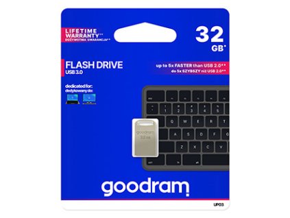 Goodram USB flash disk, USB 3.0, 32GB, UPO3, stříbrný, UPO3-0320S0R11, USB A, s poutkem
