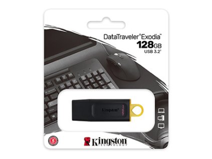 Kingston USB flash disk, USB 3.0, 128GB, DataTraveler Exodia, černý, DTX/128GB, USB A, s krytkou