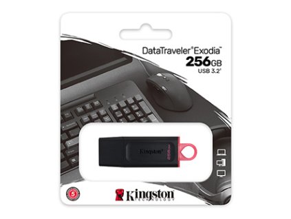 Kingston USB flash disk, USB 3.0, 256GB, DataTraveler Exodia, černý, DTX/256GB, USB A, s krytkou