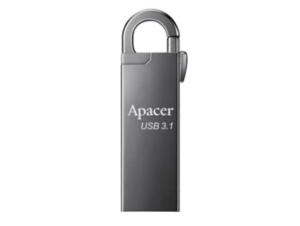 Apacer USB flash disk, USB 3.0, 128GB, AH15A, stříbrný, AP128GAH15AA-1, USB A, s karabinkou