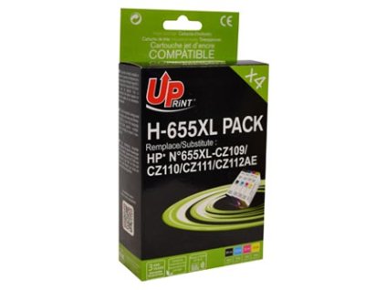 UPrint kompatibilní ink s CZ109AE, CZ110AE, CZ111AE, CZ112AE, HP 655, H-655XL PACK, black, 550+3x750str., 20+3x12ml