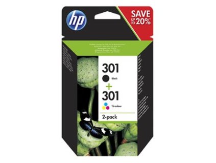 HP originální ink N9J72AE, HP 301, black/color, 190/165str., 2-pack