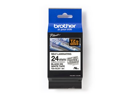 Brother originální páska do tiskárny štítků, Brother, TZE-SL251, černý tisk/bílý podklad, laminovaná, 8m, 24mm