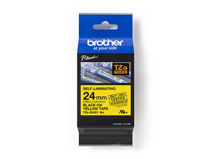 Brother originální páska do tiskárny štítků, Brother, TZE-SL651, černý tisk/žlutý podklad, laminovaná, 8m, 24mm