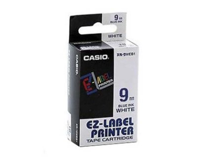 Casio originální páska do tiskárny štítků, Casio, XR-9WEB1, modrý tisk/bílý podklad, nelaminovaná, 8m, 9mm