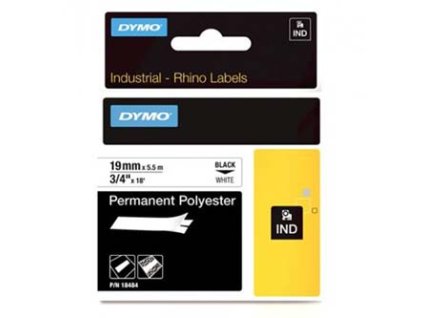 Dymo originální páska do tiskárny štítků, Dymo, 18484, černý tisk/bílý podklad, 5.5m, 19mm, RHINO permanentní polyesterová D1