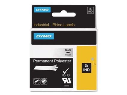 Dymo originální páska do tiskárny štítků, Dymo, 622290, černý tisk/průhledný podklad, 5.5m, 19mm, RHINO permanentní polyesterová D