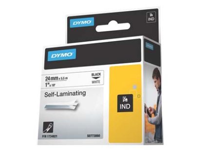 Dymo originální páska do tiskárny štítků, Dymo, 1734821, S0773860, černý tisk/bílý podklad, 5.5m, 24mm, RHINO vinylová laminovací