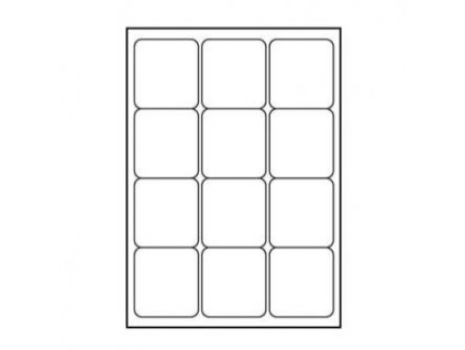 Logo etikety 66mm x 70mm, A4, matné, bílé, 12 etiket, 140g/m2, baleno po 25 ks, pro inkoustové a laserové tiskárny