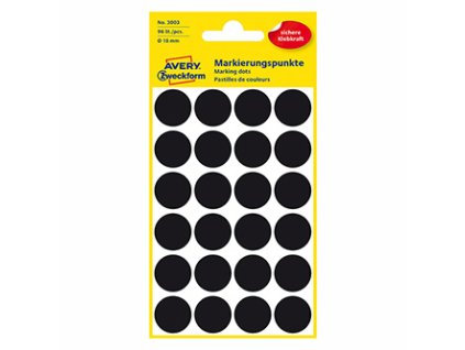Avery Zweckform etikety 18mm, černé, 24 etiket, značkovací, baleno po 4 ks, 3003, pro ruční popis