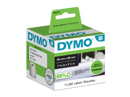 Dymo papírové štítky 89mm x 36mm, bílé, velké, 1x260 ks, 1983172