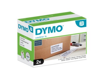 Dymo papírové štítky 102mm x 59mm, bílé, velké, vysokokapacitní, přepravní, 2X575 ks, S0947420