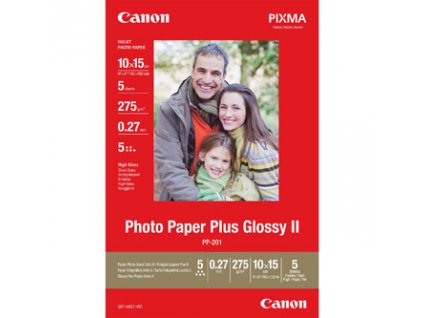 Canon Glossy Photo Paper, PP-201, foto papír, lesklý, 2311B053, bílý, 10x15cm, 4x6", 275 g/m2, 5 ks, nespecifikováno