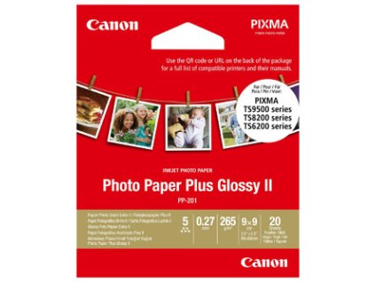 Canon Photo Paper Plus II, PP-201, foto papír, lesklý, čtvercový typ 2311B070, bílý, PIXMA TS9500, TS8200 a TS6200, 8.89x8.89cm, 3