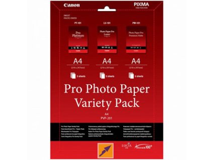 Canon Photo Paper Pro Variety Pack PVP-201, PVP-201, foto papír, 5x matný PM-101, 5x lesklý PT-101, 5x LU-101 typ lesklý, 6211B021
