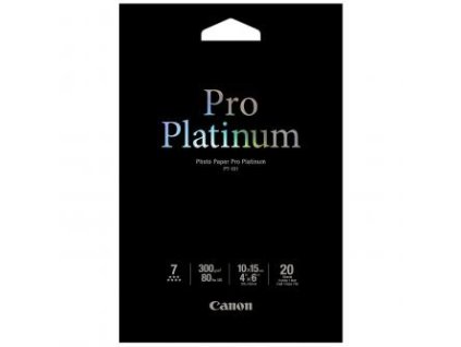 Canon Photo Paper Pro Platinum, PT-101, foto papír, lesklý, 2768B013, bílý, 10x15cm, 4x6", 300 g/m2, 20 ks, inkoustový