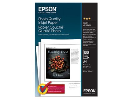 Epson Photo Quality InkJet Paper, C13S041061, foto papír, matný, bílý, A4, 102 g/m2, 720dpi, 100 ks, inkoustový