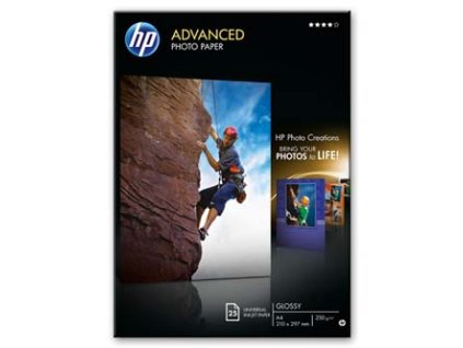 HP Advanced Glossy Photo Paper, Q5456A, foto papír, lesklý, zdokonalený typ bílý, A4, 250 g/m2, 25 ks, inkoustový