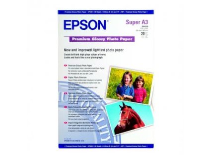 Epson Premium Glossy Photo Paper, C13S041316, foto papír, lesklý, bílý, Stylus Photo 890, 895, 1270, 2100, A3+, 255 g/m2, 20 ks, i