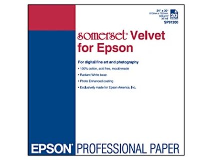 Epson 610/30/Somerset Velvet Fine Art Paper, sametový, 24", C13S041699, 505 g/m2, papír, 610mmx30m, bílý, pro inkoustové tiskárny,