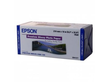 Epson fotopapír, 210/10/Premium Glossy Photo Paper Roll, lesklý, 8", C13S041377, 255 g/m2, papír, 210mmx10m, bílý, pro inkoustové