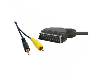 Audio/Video kabel SCART samec - CINCH samec + Jack (3.5mm) samec, 1.5m, černý