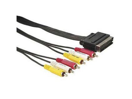 Video kabel SCART samec - 6x CINCH samec, 1.5m, černý