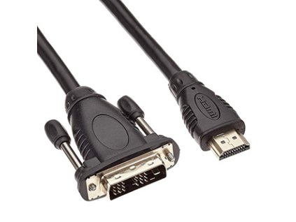 Video kabel DVI (18+1) samec - HDMI samec, 5m, černý