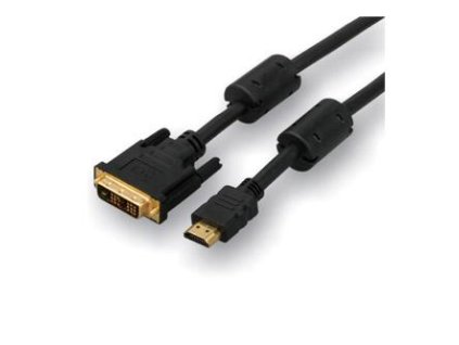 Video kabel DVI (18+1) samec - HDMI samec, 10m, zlacené konektory, černá