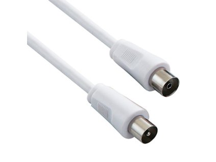 Antenní kabel Coax (9.5mm) samec - Coax (9.5mm) samice, 2m, 75 Ohm, bílý