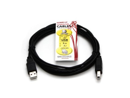 Logo USB kabel (2.0), USB A samec - USB B samec, 3m, černý