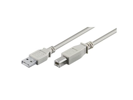 USB kabel (2.0), USB A samec - USB B samec, 3m, šedý, plastic bag