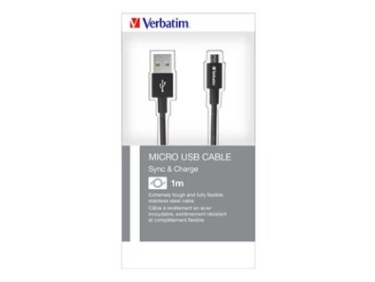 Verbatim USB kabel (2.0), USB A samec - microUSB samec, 1m, reversible, černý, box, 48863