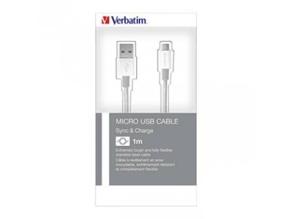 Verbatim USB kabel (2.0), USB A samec - microUSB samec, 1m, reversible, stříbrný, box, 48862