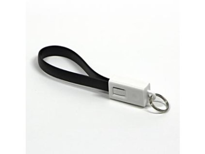Logo USB kabel (2.0), USB A samec - microUSB samec, 0.2m, černý, blistr, klíčenka