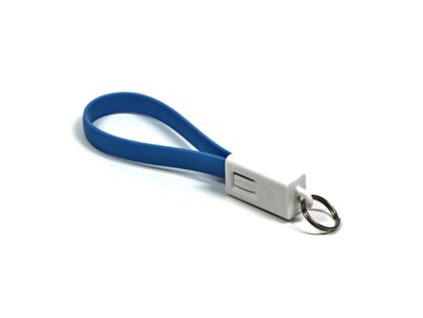 USB kabel (2.0), USB A samec - microUSB samec, 0.2m, modrý, klíčenka