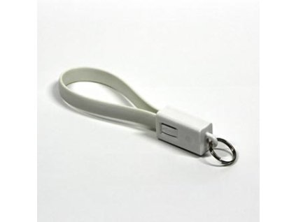 Logo USB kabel (2.0), USB A samec - microUSB samec, 0.2m, bílý, blistr, klíčenka