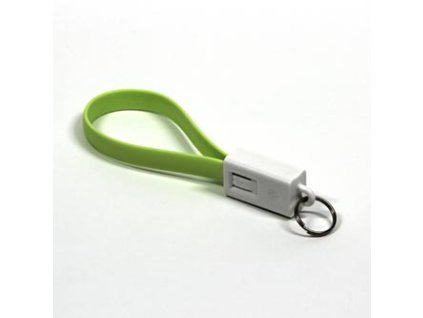 USB kabel (2.0), USB A samec - microUSB samec, 0.2m, světle zelená, klíčenka