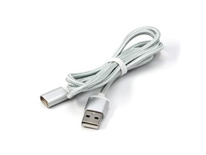 USB kabel (2.0), USB A samec - Magnetická koncovka, 1m, stříbrný