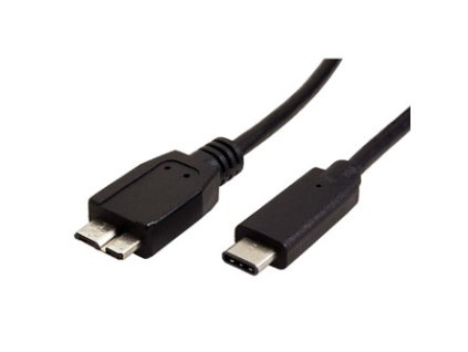 USB kabel (3.0), USB C samec - USB micro B samec, 1m, kulatý, černý, plastic bag