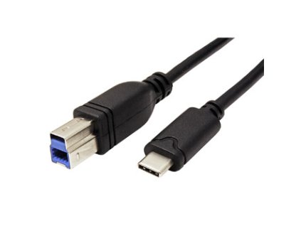 USB kabel (3.0), USB C samec - USB3.0 B samec, 3m, kulatý, černý, plastic bag, SuperSpeed