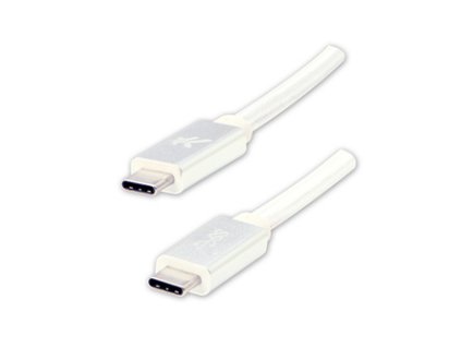 Logo USB kabel (3.2 gen 1), USB C samec - USB C samec, 2m, 5 Gb/s, 5V/3A, bílý, box, nylonové opletení, hliníkový kryt konektoru