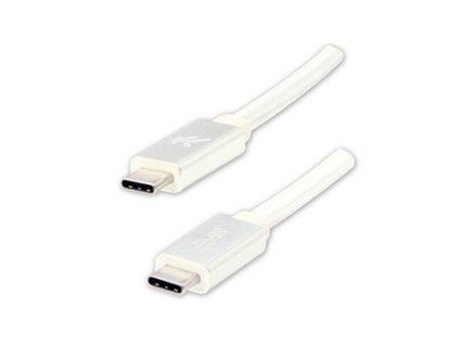 Logo USB kabel (3.2 gen 2), USB C samec - USB C samec, 1m, Power Delivery 100W, 10 Gb/s, 20V/5A, bílý, box, nylonové opletení, hli