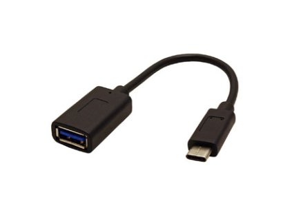 USB redukce (3.0), USB C samec - USB A samice, 0.15m, kulatý, černý, plastic bag, OTG kabel