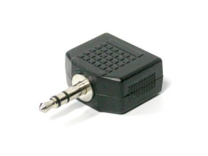 Audio rozdvojka, Jack (3.5mm) samec - 2x Jack (3.5mm) samice, stereo, černá