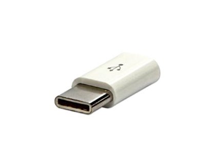USB redukce, (2.0), USB C samec - microUSB samice, bílá